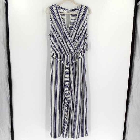 Torrid Textured Knit Culotte Jumpsuit Size 1X Wide leg Blue & White Strips - Picture 1 of 6